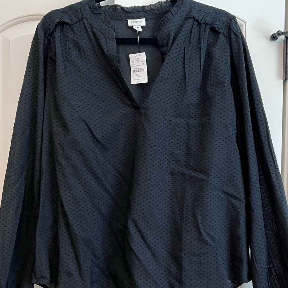J. Crew Factory Swiss Dot Ruffle Top